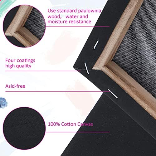 Epakh 12 Pcs Black Canvas for Painting Stretched Canvas Cotton Square Triangle Hexagon Blank Boards Panels Art with Frame Panel Stretched Boards for Oil Acrylic(6 Inch)