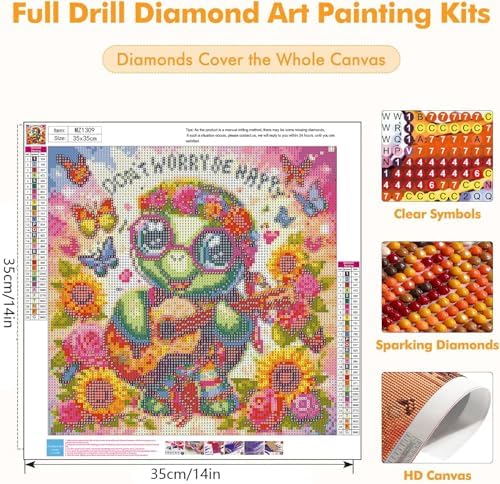 Axquilon Turtle Diamond Art Kits for Adults 14x14 Inch