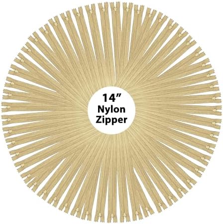 Mandala Crafts 80 PCs Khaki Closed-End 14 Inches Nylon Zippers for Sewing