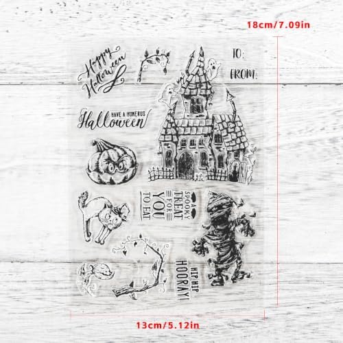 Haunted House Halloween Clear Stamps and Die Cuts Sets for DIY Card Making