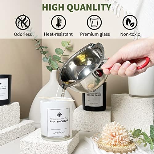 SUPMIND 10oz Inner White Glass Candle Jars with Lid,12pcs for Candle Making