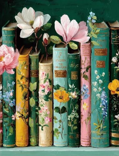 Book Flowers Diamond Art Kits for Adults Round Diamond Painting 12x16 Inch