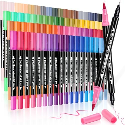 72 Colors Dual Markers Brush Pens, Art Markers Colored Pens for Adult Coloring Books, Brush and Fine Point Dual Tip Artist Colored Marker Set