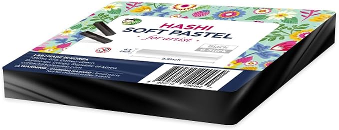 HA SHI Soft Chalk Pastels for Adult Artists, Black, 6 Square Sticks