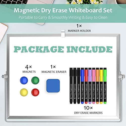 White Board with Stand, Small Dry Erase Board, 16"x12" Magnetic Whiteboard