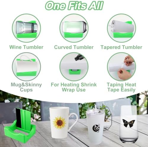 Silicone Cup Cradle for Tumblers,Tumbler Holder for Crafts with Built-in Slot and Felt Edge Squeegee,Small Cup Cradle Use to Apply Vinyl Decals,Anti-Skidding Tumbler Stand Cup Holder(Green)