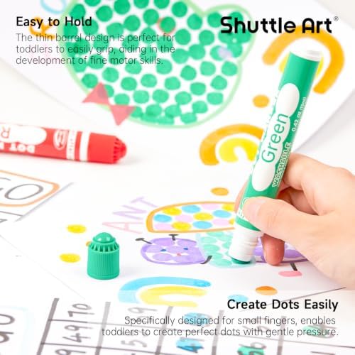 Shuttle Art 50 Pack Dot Markers, 10 Colors x 5 Sets Washable Bingo Daubers for Kids & Toddlers, Non-Toxic Water-Based Art Supplies for Preschoolers and Classroom
