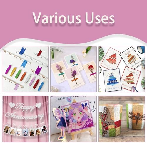 Funincloud Glitter Washi Tape Set Metallic Decorative Craft Tape 36 Rolls Colored Masking Tape for Scrapbook DIY Art Craft Supplies Gift Decor