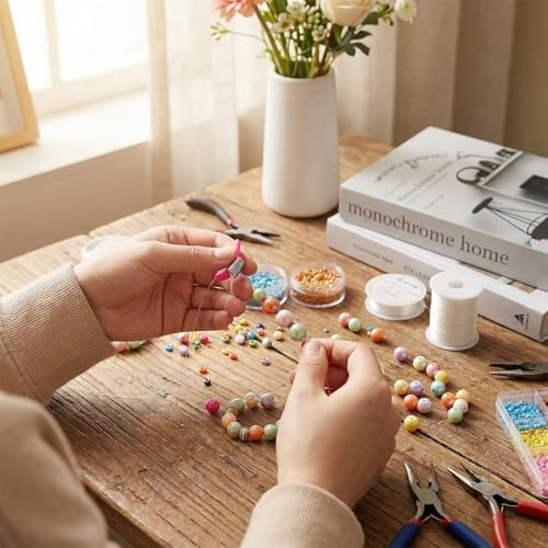 6-Piece Bead Stoppers with Red Handles, Pink Jewelry Making Tools for Bead Line Ends to Prevent Beads from Falling