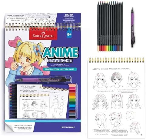 Faber-Castell Anime Drawing Kit, Shojo Edition with Step-by-Step Book