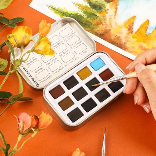 Grabie 12 Color Travel Watercolor Paint Set, Pocket Palette, Autumn
