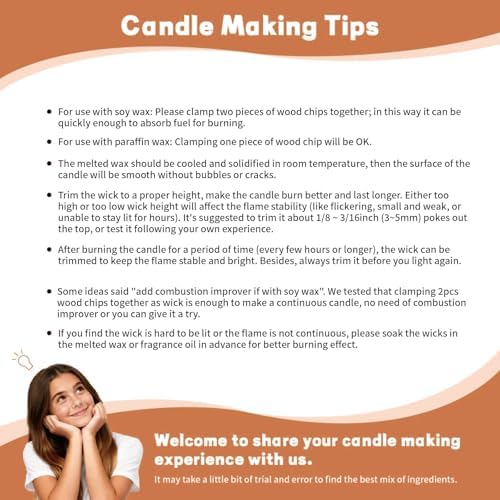 50 Set Wood Candle Wicks 3 Widths, DIY Candle Making Supplies Wooden Wicks with Iron Stands for Handmade Candles Including 20Set 5.1x0.51in, 20Set 5.9x0.59in, 10Set 5.9x0.75in Natural Wood Wick