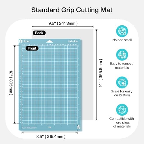 Likcut Cutting Mat for S41 Vinyl Cutter - 8.5" x 12" LightGrip Cutting Mats Compatible with Cricut Joy Xtra, 3 Pack Vinyl Mat for Craft DIY with Precision Grid for DIY Paper, Stickers & Cardstock