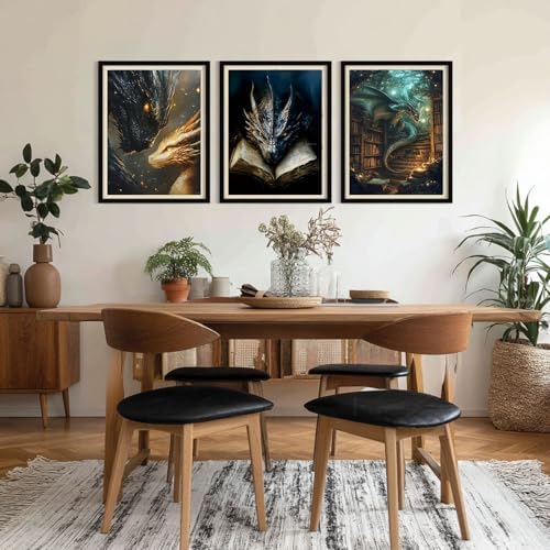 Gemozaic 3 Pack Dragon Diamond Painting Kits for Adults, 12x16 Inch