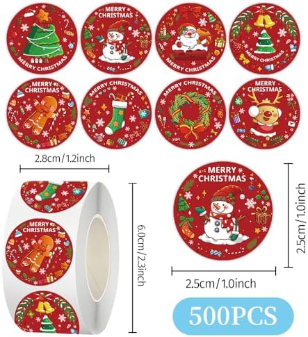 500Pcs Christmas Stickers Round Holiday Envelope Seals