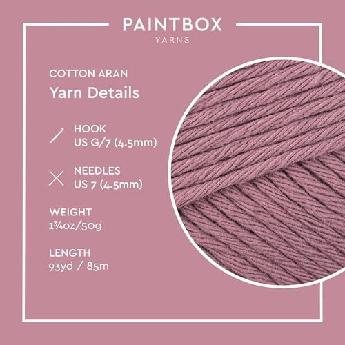 Paintbox Yarns 100% Cotton Aran Yarn 1.76oz / 50g, 93yds / 85m