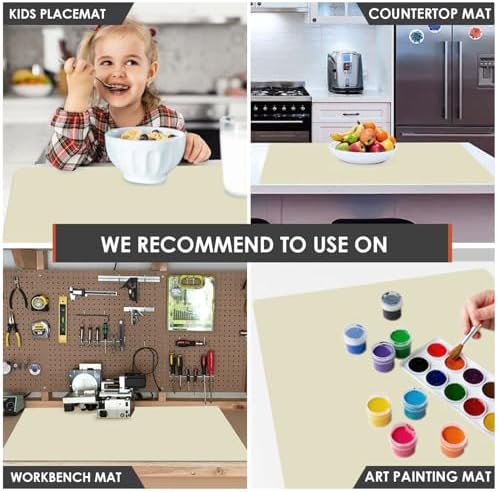 Extra Large Silicone Mat for Kitchen Counter 36" x 24" Silicone Table Mat for Resin Workbench Heat Resistant Mat Coffee Bar Mat,Beige