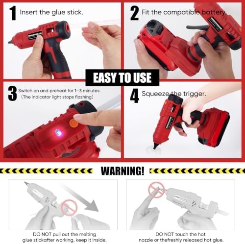 100w Cordless Hot Glue Gun Compatible with Craftsman V20 Batteries, Fast Heat-Up Anti-Drip Full Size Glue Gun Kit with 20Pcs 11×150mm Glue Sticks, Battery Not Included