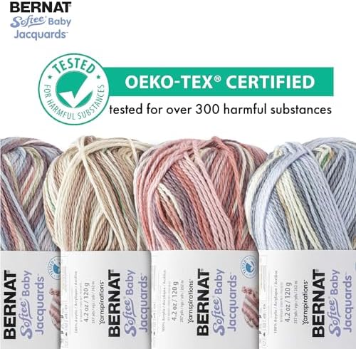 Bernat Softee Baby Jacquards Soft Yarn for Crocheting, River Ripples 3-Pack