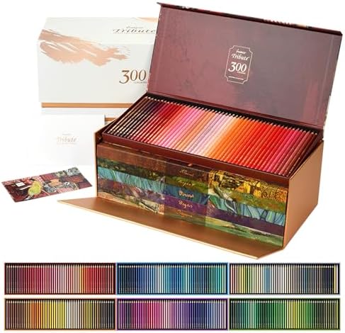 300 Colored Pencils Set for Adults Coloring, Professional Oil Based Art Pencils with 4.0mm Thick Soft Core up to 10 layers, Artist Drawing Pencils in Masterpiece Gift Box (300 colors)