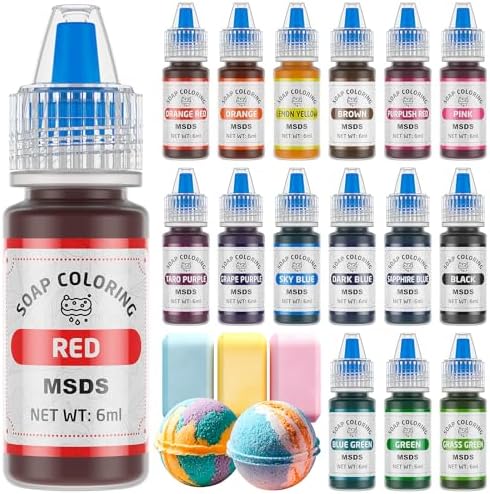 Wayin 16 Colors Bath Bomb Soap Dye - Liquid Based Colorant, Food Grade, Skin Safe, Vibrant Neon for DIY Soap Making, Bath Bomb Supplies Kits, Bath Salt Crafting, Slime Dye