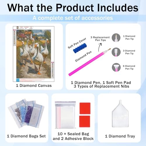 XTCIXAL Diamond Art Kits for Adults, Duck Diamond Painting, 12x16 Inch