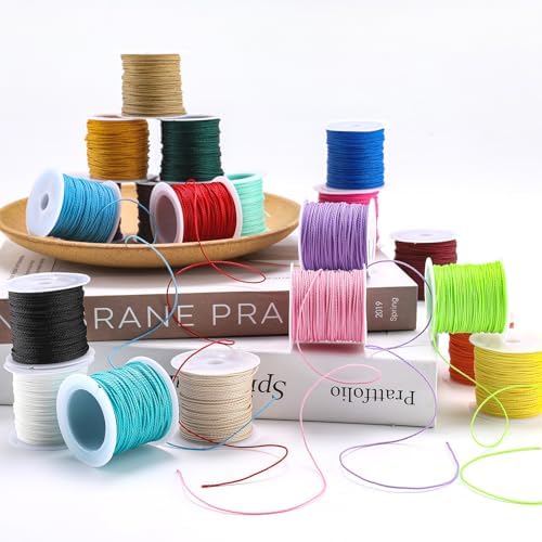 1mm Waxed Polyester Cord, 20 Colors 500 Yards Craft String
