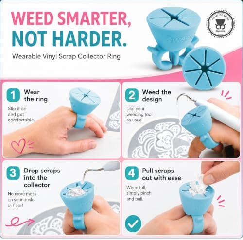 tweexy Craft Vinyl Weeding Scrap Collector Ring for Heat Transfer Vinyl, HTV Crafting Adhesive Paper Sheets Holder (Sky)