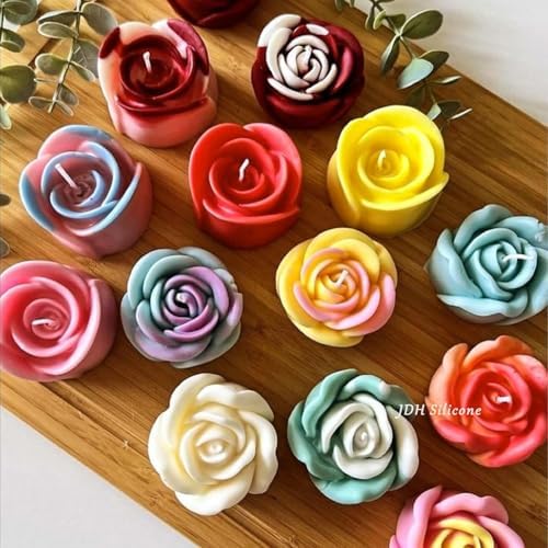 3 PCS 3D Rose Silicone Molds,3D Flower Candle Mold Soap Candle Resin
