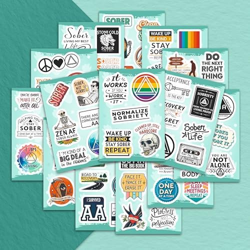 100Pcs Sobriety Stickers Bulk for Water Bottle, Laptop - Recovery Stickers and Decals, Sobriety Gifts for Man, Sober Decals & Party Supplies - Gift for Women & Men