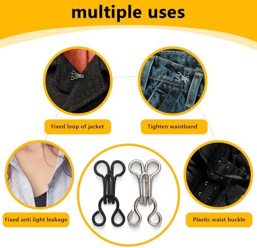 Ahviesli 72 Pairs Hook and Eye Sewing Kit – Black and Silver Bra Hooks Replacement in Multiple Sizes, Ideal for DIY Clothing Repairs, Underwear Alteration, and Home Sewing, with Storage Box