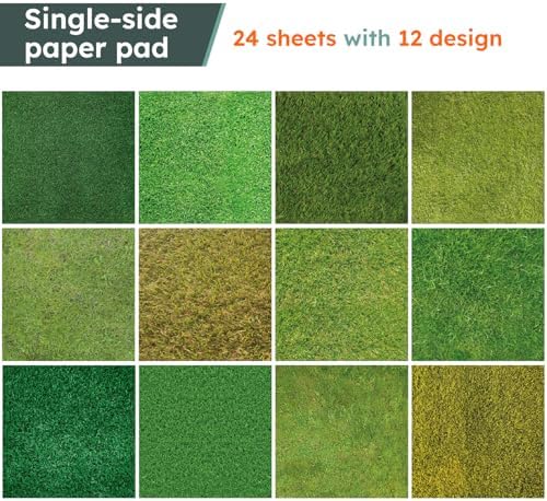 Green Meadows Scrapbooking Paper Pad , 6inch 24 Sheets Grass Aesthetic Patterned Decorative for DIY Art Crafts Collage Journals Decoupage Wrapping Folded Supplies Gift Cards Origami Photo Album