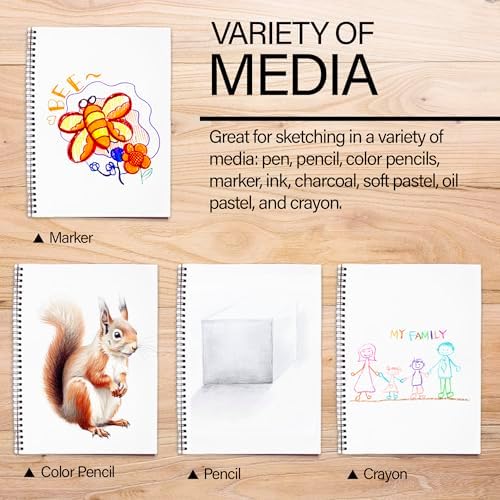 BAZIC Sketch Book 30 Ct. 8.5" X 11", Spiral Side Bound Sketchbook Drawing Pads, Sketching Paper Coloring Book for Artist Kids School, 1-Pack | 30-sheet spiral sketch book, Smooth drawing paper for sketching, Shading, For school and craft projects