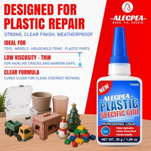 ALECPEA Plastic Glue 30g, Thin Formula for ABS, PVC, PS and Models