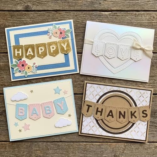 Scrapbooking Die-Cuts, Layer Frame Net Set Metal Cutting Dies for Card Making, Paper Craft Template, Background Embossing Stencils, DIY Album Décor (English Letter Set-9.7x7.6cm)