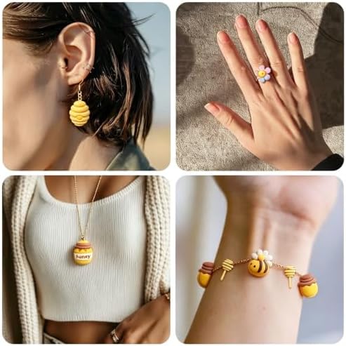 beinkmake 15Pcs Bees Polymer Clay Cutters Clay Earrings Cutters Flower Honey Beehive Jars Polymer Jewelry Cutter for Earrings Making Birthday Party DIY Supplies