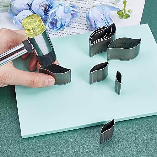 PH PandaHall 8 Size Punching Die Set, Leather Craft Cutter Punch Hole Hollow Drop Wallet Cutter Leather Cutting Belt Puncher Cutting Tools for DIY Leather Craft Leaf Shape
