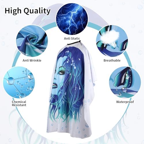 Professional Hair Cutting Cape with Neck Duster Brush, Large Size Salon Barber Cape for Men, Women and Kids (Girls)