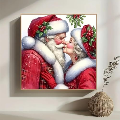 Mr. And Mrs. Santa Diamond Painting Kit, Diamond Art Painting Kits for Adults, Rhinestones Diamond Painting, Gem Art Diamond Dots Crafts for Beginners DIY, Home Wall Christmas Decor Gift, 12x12inch