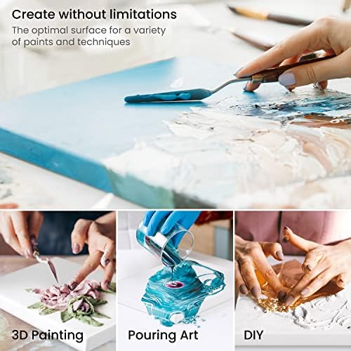 ARTEZA Stretched Canvas 11x14 Inches Pack of 8 – Blank White Canvases for Acrylic, Oil, Gouache Painting – Cotton, Pre-Primed with Gesso