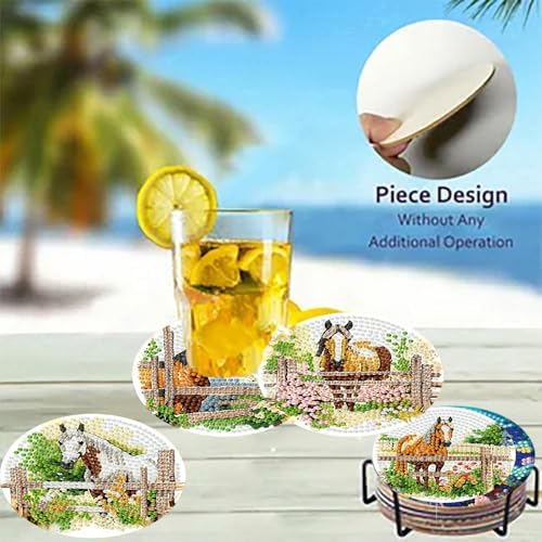Zythron 8 Pack Horse Diamond Art Coasters,Diamond Painting Coasters Kits