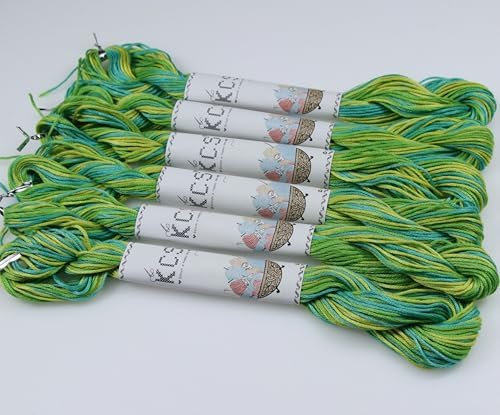 KCS Big skeins of 25 Meters Size 25 Color Variegated Cross Stitch Stranded Threads,6 skeins,4050
