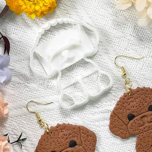 Xaekicr Poodle Dog Polymer Clay Cutters for Earrings – Cute Puppy Clay Cutters for Polymer Clay Jewelry Making – Animal Clay Earring Cutters and DIY Clay Tools – 1 Piece