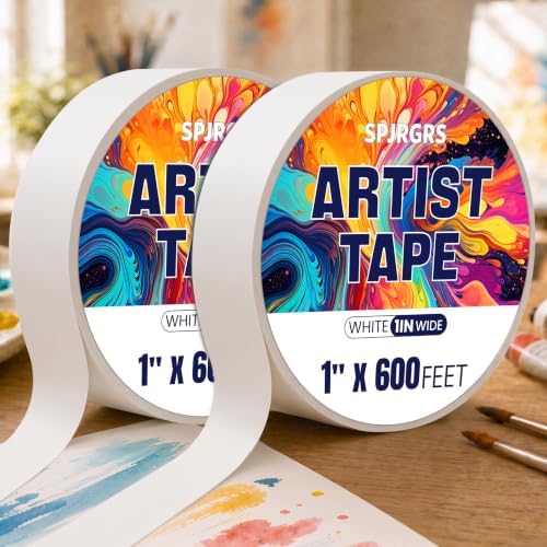 2 Pack Artist Tape For Watercolor Paper, 1inch Wide 600Ft Long Total