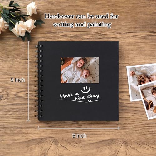 potricher 8 x 8 Inch DIY Scrapbook Album 40 Pages with Kraft Paper, Black | Thick Kraft Paper Scrap Book Photo Albums, Memory Book for Wedding, Anniversary, Baby, Family, Travel, DIY Projects