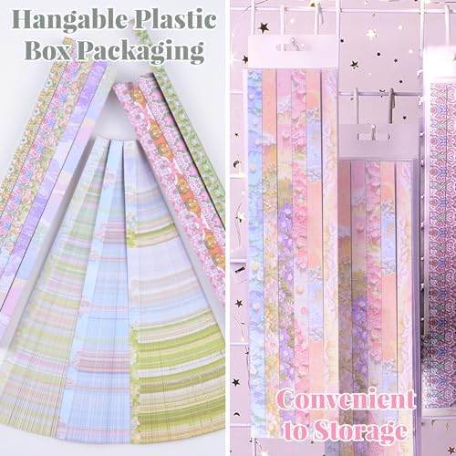 1200Pcs Colorful Origami Star Paper Strips 24 Patterns Double-sided printing Lucky Star Paper Strips for DIY Handcrafts School Teaching