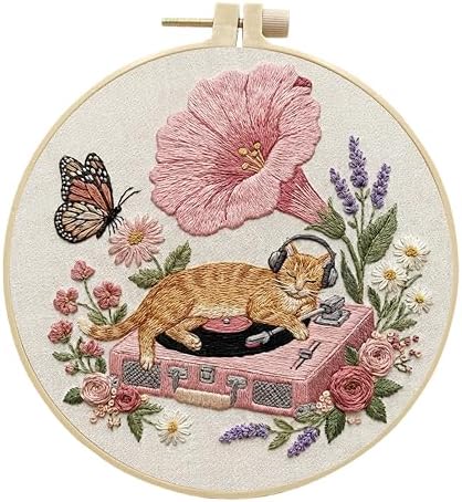 Ginger Cat Embroidery Kit for Adults, DIY Needlepoint