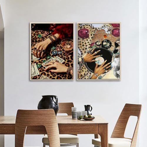 AIBOERL 4 Pack Paint by Numbers Kit for Adults Beginner,Leopard,12X16In
