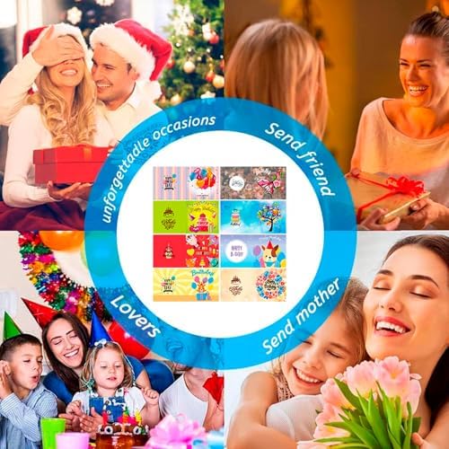 Diamond Art Painting Happy Birthday Cards, 8 Packs 5D Diamond Greeting Cards Kits for Adults DIY Diamond Art Birthday Cards with Envelopes Birthday Gifts for Families, Friends, Partners