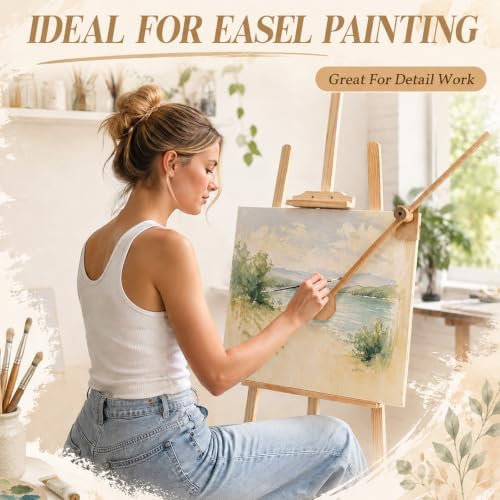 Cinnvoice Mahl Stick for Painting, Artist Hand Rest, Clamp On Beechwood Painting Support Stick, Adjustable Stable Hand Rest for Easel, Oil Acrylic Watercolor Paint Supplies for Artists Students